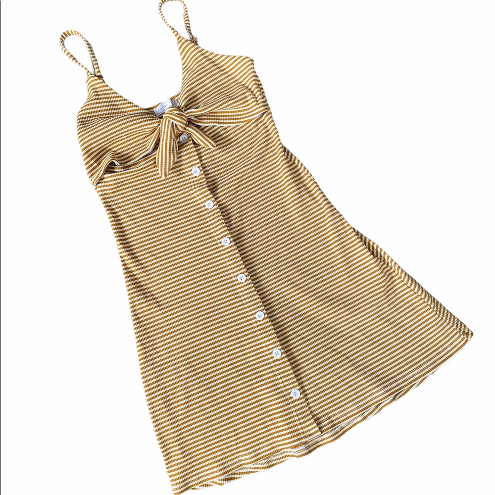 Tan and White Striped Dress